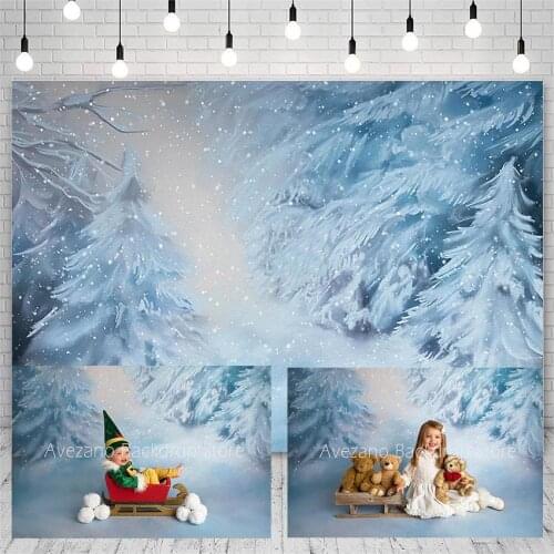 Avezano Merry Christmas Backdrops Winter Snowflake Bokeh Forest Wonderland Photography Background Photo Studio Photocall Decor