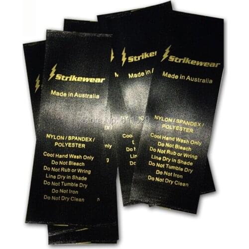 Free shipping custom clothing screen printing labels/garment care labels/clothing main labels/golden printed tags 2000 pcs a lot