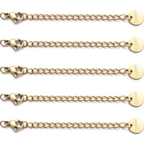 10pcs Extender Chain Stainless Steel Extension Tail Chain Lobster Clasps Connector DIY Jewelry Making Findings Bracelet Necklace