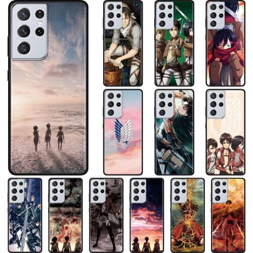 Attack On Titan Mikasa Eren Armin Levi Case for Samsung Galaxy S20 FE S21 S10 Note 20 UItra S9 Plus 20 10 Lite 9 8 Phone Cover
