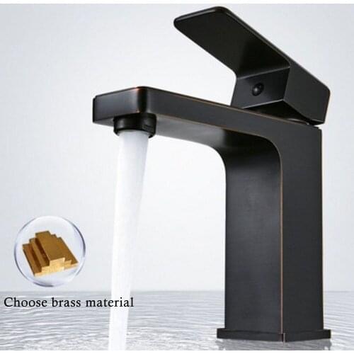 Black Hot and Cold Basin Faucet Washbasin Faucet Bathroom Basin Faucets Hot Cold Mixer Tap Single Hole Sink Water Tap Mixer Tap
