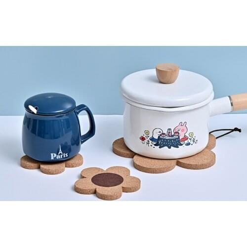 Wood Coasters Cork Place Mats For Table Flower Heat-resisting Coasters Dinning Table Decoration