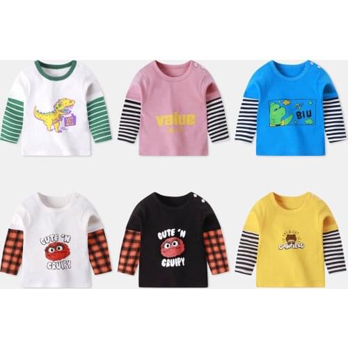 100% Cotton Kids Long Sleeve T Shirt Autumn Infant Baby Boys Girls Bottoming Shirt Casual T-shirts Tops Tees Childrens Clothes