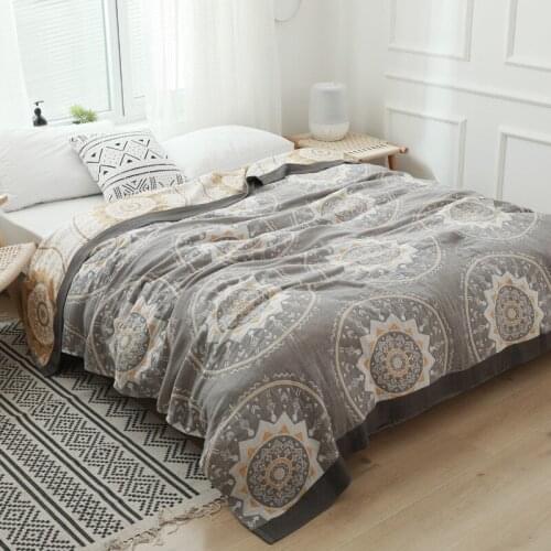 Cotton Bamboo Fiber Blanket Bed Sofa Travel Breathable Chic Mandala Large Soft Throw Blanket Para Summer Blanket