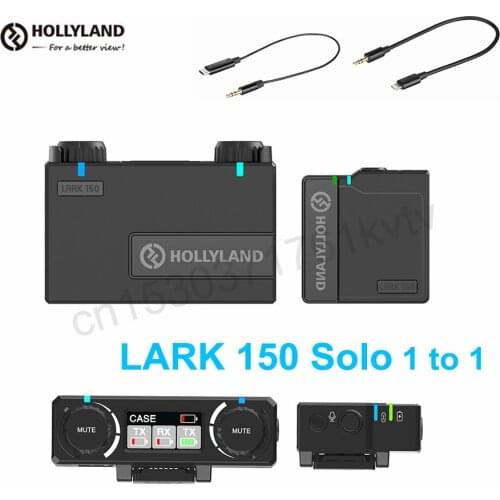 Hollyland LARK 150 Solo Wireless Lavalier Microphone System 2.4 GHz Digital TX RX Combo Kit Mic for DSLR Camera Smartphone
