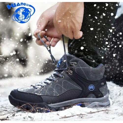 HUANQIU New Men shoes Winter With Fur 2018 Warm Snow shoes Work Shoes Men Footwear Fashion Ankle Shoes ZLL281