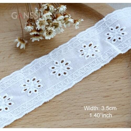 1yard Width:3.5cm Flower Cotton Lace Trim Ivory White for Embroidered Ribbon/Skirt Accessories Decorative Crafts Lace (SS-2279)