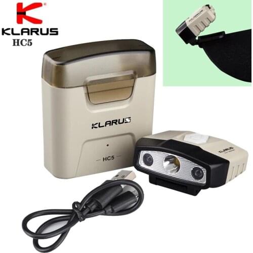 Klarus HC5 HatLamp Motion-Controlled Flashlight 120 Lumens Micro-USB charge Hat Clip Light for Fishing, Running, Exploring