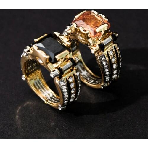 New Classic Fashion Gold With Black Stone Mens Ring Steampunk Vintage Engement Lovly Wedding Gift Male Trendy Jewelry wholesale