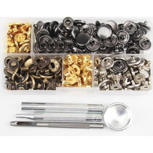 65 pieces 633# metal four buttons tool set 12mm pure copper button denim jacket down jacket buckle snap buttons for clothing