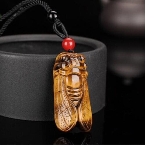 Natural tiger-eye Stone Blockbuster Cicada Jade Pendant Lucky Auspicious Peace Amulet Fine jewelry Jade Pendant