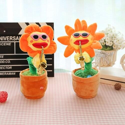 Learn To Tongue The Sun Enchanting Flowers Sing Dance And Play The Saxophone Simulation Sunflower Plush Decoration Home