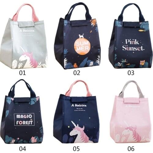 New Cute Cartoon Unicorn Lunch Bag Kids Women Thermal Cooler Bag Insulated Waterproof Tote Carry Storage Picnic Bento Pouch