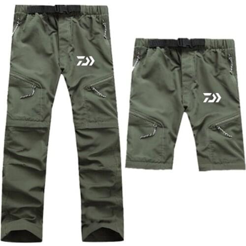2019 New DAIWA Fishing Pants Outdoor Breathable Quick Dry Camping Hiking Fishing Clothing 2 Pics Zipper Removable Fishing Pants
