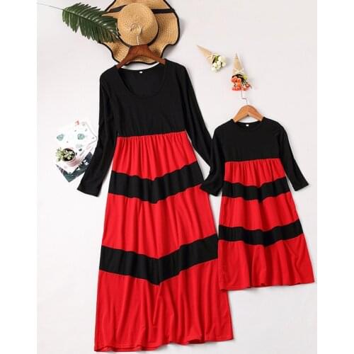 2021 Autumn Mother Daughter Macthing Dresses Family Set Mom Baby Mommy and Me Clothes Fashion Women Girls Outfits Cotton Dress
