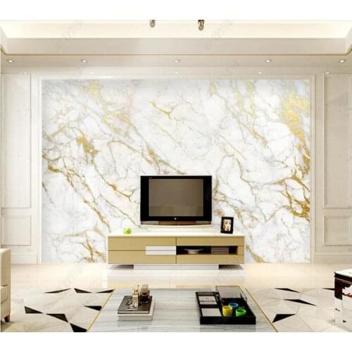 Papel de parede Golden silk pattern jazz white marble background wall 3d wallpaper,bedroom KTV bar mural wall decor