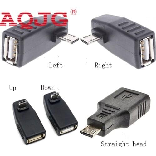 Micro usb Male to usb Female USB OTG Right Left degree Adapter Converter 90 degree Up Down Micro usb2.0 For Mp3 360 degree male