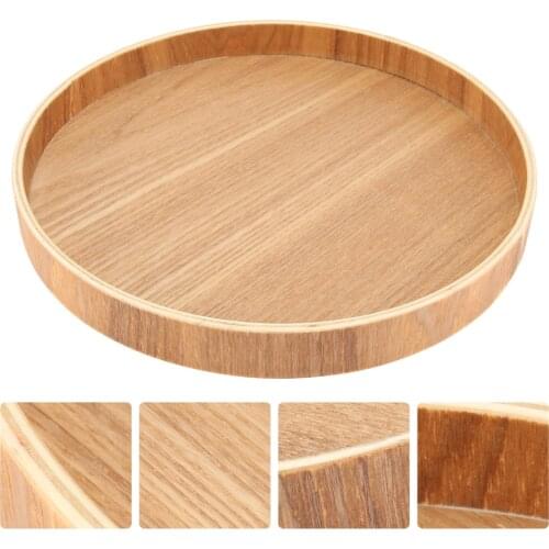 1pc Practical Wooden Fruit Tray Solid Wooden Try Round Teaboard Fruit Dessert Tray for Food Snack