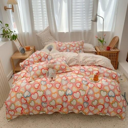 Girl Bedding Set,Duvet Cover 200x230 Pillowcase 3Pcs,Little Love Pattern 200x200 Quilt Cover,Orange King Size Blanket Cover