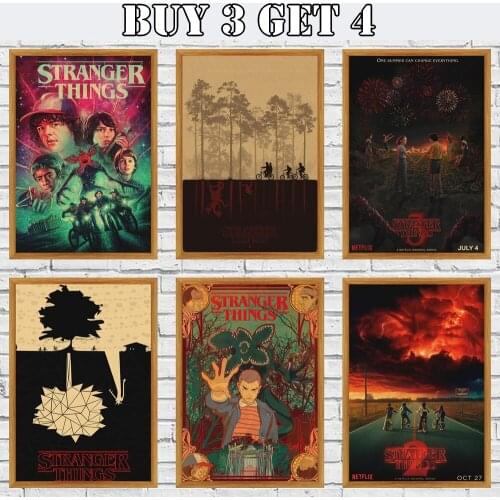 Stranger Things Kraft Paper Posters Characters Retro Tv Movie Poster Wall Art Pictures For Kids Home Decor