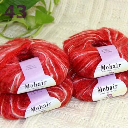 Sale New 4BallsX25g Luxury Soft Mohair Warm Wrap Shawl Hand Knit Crochet Yarn 291-43-4 Red White Multi