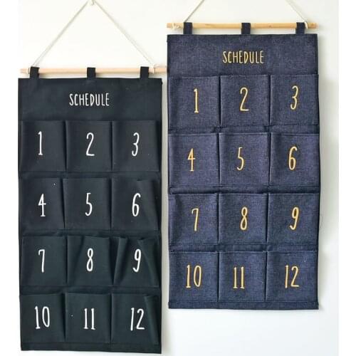 Multi-color Cloth Denim Hanging Bag 12 Creative Month To Receive Hanging Bag Cabinet Door Wall Hanging