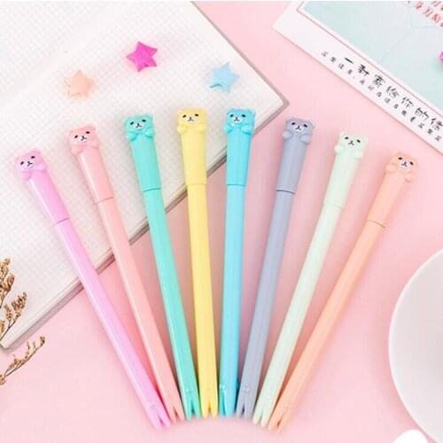 35 pcs/lot Cartoon Candy Color Bear Gel Pen Cute 0.38 mm Black Ink Neutral pen office School writing Supplies Stationery gift
