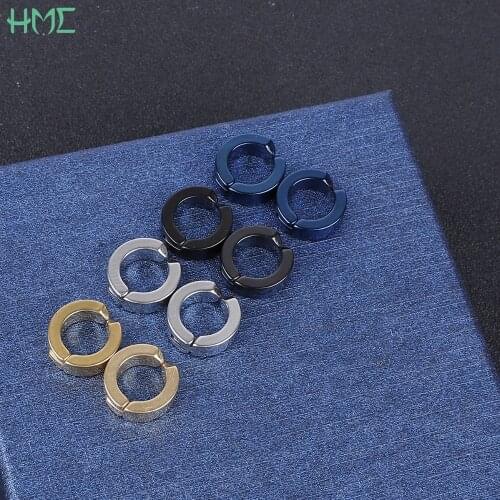 1Pc Simple No Piercing Earrings Titanium Steel Clip-on Fake Earring Round Ear Clip For Women Men Punk Party Fashion Sexy Jewelry