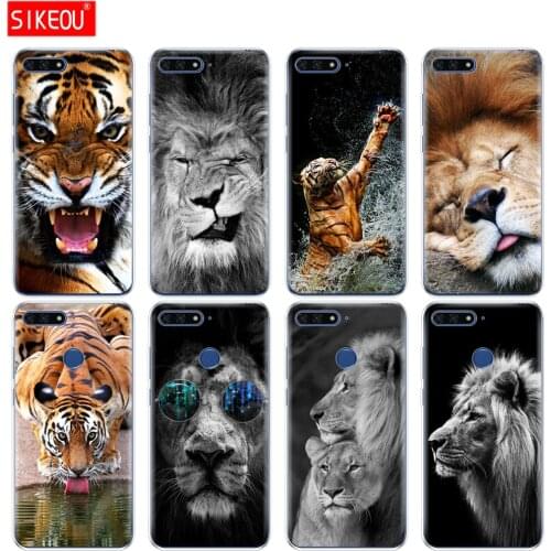 Silicon Cover Phone Case For Huawei Honor 7A PRO 7C Y5 Y6 Y7 Y9 2017 2018 Prime Lion tiger Fashion Lovely Animal