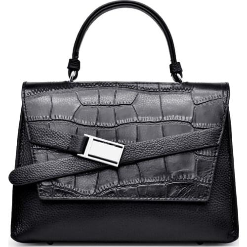 Crocodile Pattern Shoulder Bag Fashionable Elegant Temperament Diagonal Genuine Leather Handbags Ladies