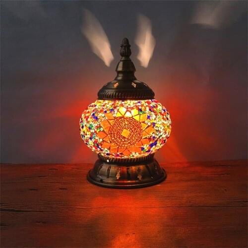 Turkish Mosaic Lamp Bar Table Lamps Vintage Stained Glass Living Room Table Light Bedroom Bedside Lighting Fixtures Art Decor