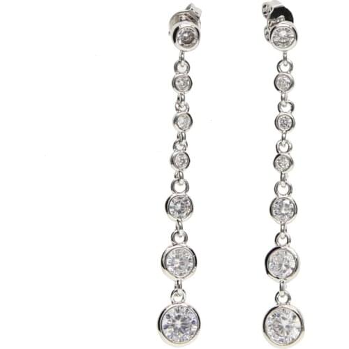 Top Quality Simple CZ BLING Ear Line Silver Color Fashion Earrings Jewelry wedding style Wholesale