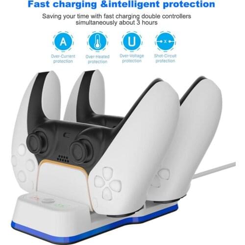 LED Controller Charger Cradle For Sony PS5 Controller Dual USB 3.1 5V Fast Charging Stand Station Dock Type-C Charger Dock