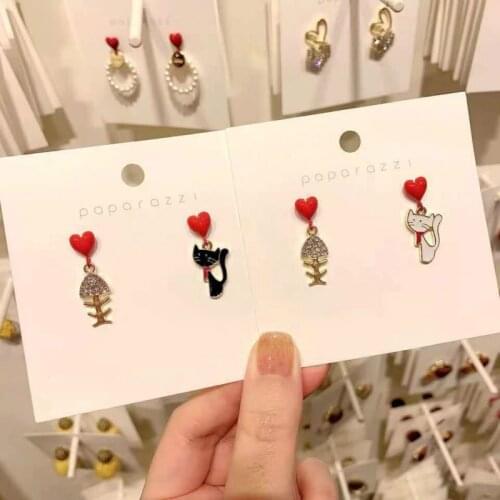 Zeojrlly Metal Trendy Animal Women Dangle Earrings Asymmetric Cat Bone Lovely Earrings Female Korean Jewelry