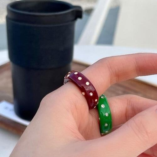 Timeless Wonder Glam Enamel Geo Band Rings for Women Punk Cocktail Gothic Ins Runway Designer Jewelry Fancy Egirl Emo Rare 6321