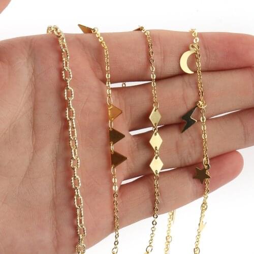 1 Mater Gold Color Stainless Steel Wire Wrapped Moon Stars Chains for Jewelry Making DIY Bracelet Necklace Ankles Accessories