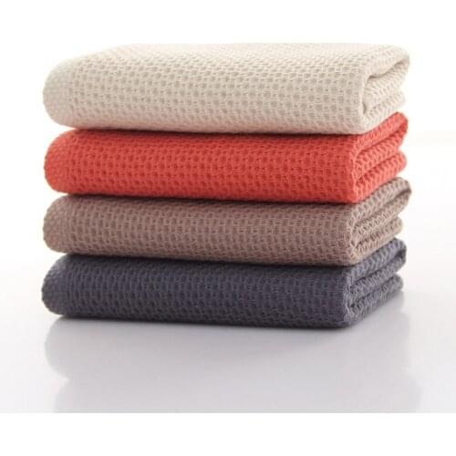 1 pcs Waffle towel Bathroom accessories 72 * 32 CM solid color towel absorbent strong Wipe towel after exercise