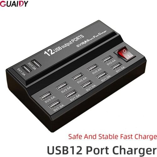 12 USB Output Ports Charger Power Adapter Quick Charging 2.5V 2.4A 2.5A US UK EU For Samsung iPhone Xiaomi Universal Socket