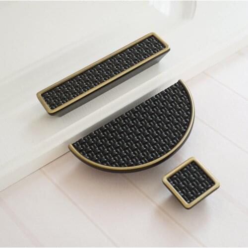 2.5" 3.75" Black Bronze Drawer Pull Handles Square Cabinet Knobs Semicircle Door Handle Vintage Furniture Handle Knob 64 96mm