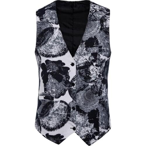 2019 Mens National Style Casual Blazer Vests double button V-neck Fashion M-4XL Printing sleeveless for Mens Suit vest