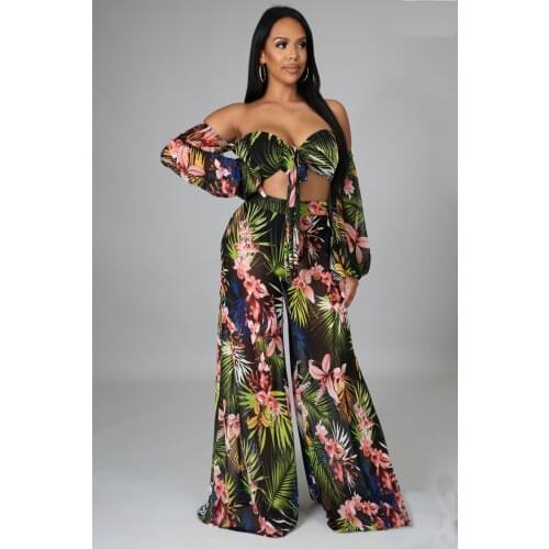 2021 INS Summer Casual Fashion Street Ladies Slim Street Sexy Holiday Style Print Collar Stitching Two-Piece Set