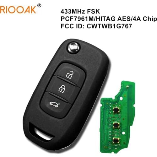 433MHz FSK Remote Flip Car Key Fob for Renault Kadjar Captur Symbol Megane 3 Megane III For Dacia Duster CWTWB1G767