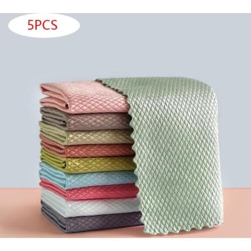 5Pcs Kitchen Dish Cloth Absorbable Kitchen Cleaning Towels Wipes For Table Window Car Dish Towel Rag Household Cleaning Towel