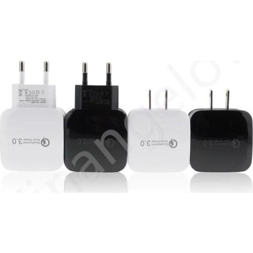500pcs QC 3.0 US EU Plug Quick Adapter Fast Charging Home Travel Wall Charger Plug For Galaxy S9 white black