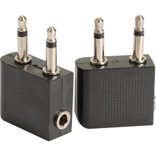 2pcs 3.5 mm to 2 x 3.5 mm Airplane Headphone Audio Jack Plug Adapter GDeals