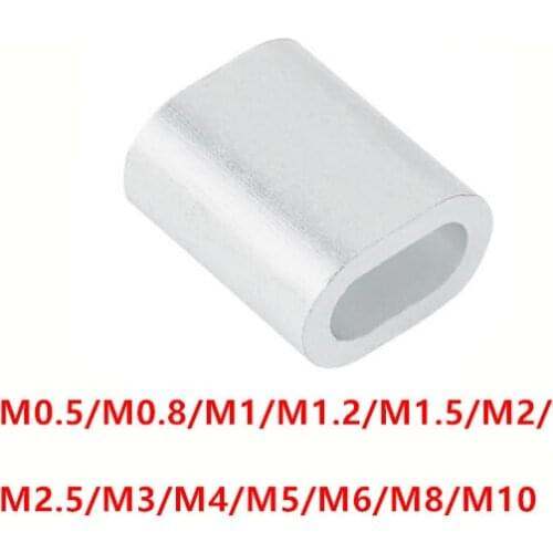 M0.5~M10 Aluminum Single-hole Cable Crimps Sleeves Clip Fittings Loop Sleeve Ferrule Stop Wire Rope Cable 14 Size For Pick