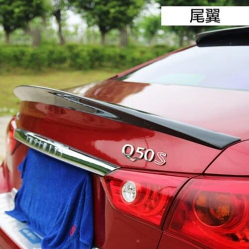 MONTFROD Car Styling For Infiniti Q50 Q50S Spoiler 2014 2015 2016 Q50 Carbon Fiber Rear Spoiler Tail Trunk Lid Wing Cover 1Pcs