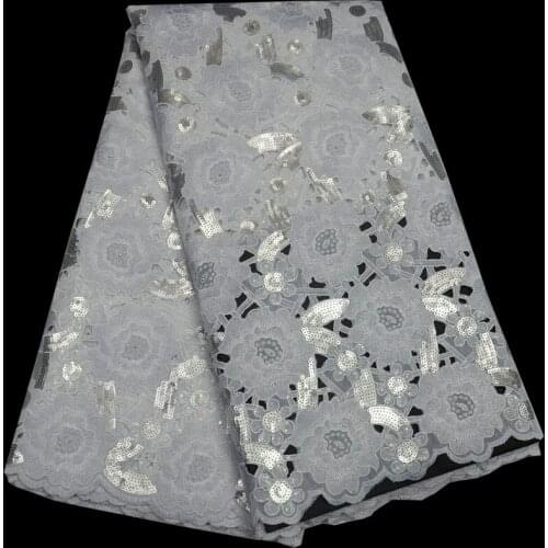 Free shipping (5yards/pc) high quality African sequins lace fabric handcut organza lace fabric with embroidery for dress OP55