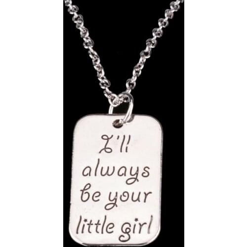 Bespmosp 24PC/Lot Wholesale "I'll Always Be Your Little Girl" Pendant Necklace Family Statement Jewelry Father Mother Girl Charm