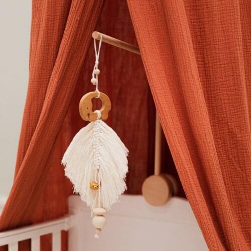 Bopoobo Baby Bed Bell 1PC Wood Animal Leaf Pendant Kid Teether Children Room Decoration Items Baby Stroller Toy Pendant Kid Gift